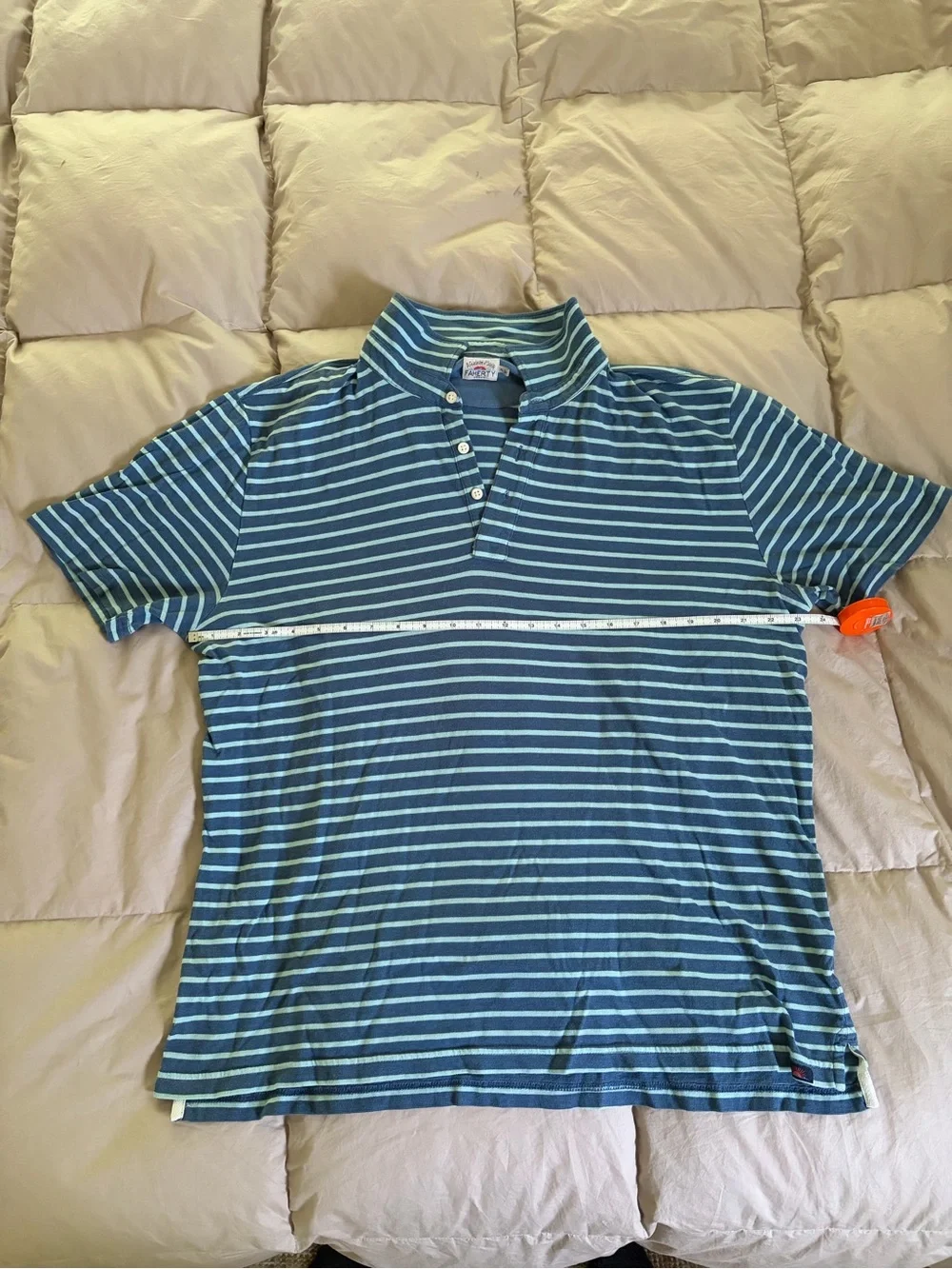 Faherty Blue and Light Blue Striped Polo